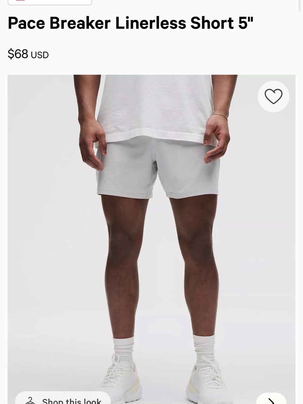 New Lululemon Mens Pace Breaker Linerless Short 5"